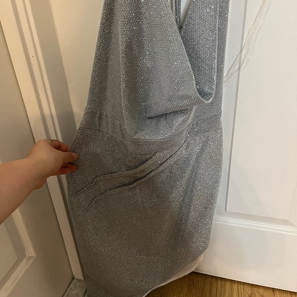 Fashion Nova Sparkly Martini Silver Halter Y2K silver backless dress size M - Picture 7 of 9